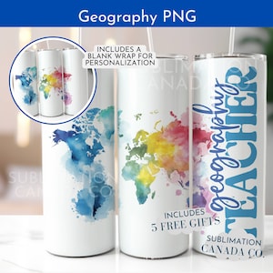 Weltkarte Wrap Png 20 Oz Personalisierbares Geografie-Lehrer-Wrap Png World Teacher 20 Oz Tumbler Wrap Digitales Design nur zum Herunterladen