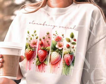 Strawberry Png,Strawberry Svg,Coquette Aesthetic Strawberry Clipart, Brushstroke Strawberry Shirt Sublimation,Summer Fruit Png Download Only