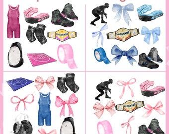 Coquette Wrestling PNG, Coquette Wrestling Designs, Wrestling Mom Pink Clipart Png Blue Bows Wrestling Digital Download Only Wrestling Png