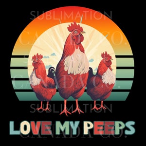 Retro Chicken PNG, Funny Chicken Png, Love My Peeps Svg, Instant Download Chicken File, Funny Chickens Clipart Cute Chicken Lover Jpeg