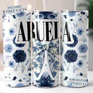 Abuela Chinoiserie Coquette Bow Wrap Png, 20 Oz Abuela Tumbler Wrap, Digital Only Wrap Download Png 20 Oz Abuela Tumbler Wrap for Grandma