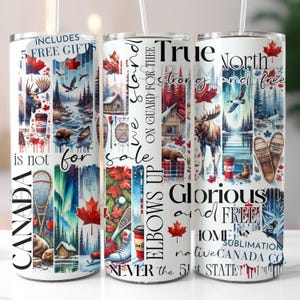 Gobelet 20 oz Coudes vers le haut Png True North Le gobelet de la fête du Canada Wraps Fier canadien 20 oz Wraps Design numérique été téléchargement seulement