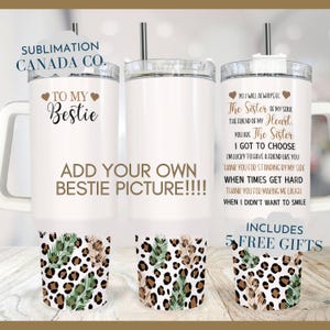 Bestie aanpasbare 40 oz beker wrap, luipaard print 40 oz wrap beste vriend sublimatie downloaden beste vriend citaat png Instant ALLEEN DIGITAAL
