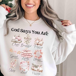 Coquette Fall Christian Affirmation Png, Dieu dit que vous êtes Png, automne Christian Png, Tshirt Sublimation Coquette Christian, téléchargement numérique