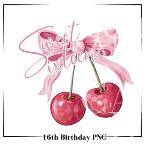 Kirsche Geburtstag Png, 13. Geburtstag Kirsche svg, kokette ästhetische Kirsche Clipart, Sweet Sixteen Cherry Tshirt Sublimation, Dreizehn Kirsche 16