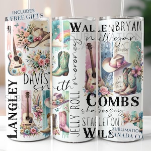 Countryzangers 20 Oz Tumbler Wrap, 20 Oz Wrap Country Stars png Coquette Guitar Sublimatie Tumbler Download PNG Instant ALLEEN DIGITAAL