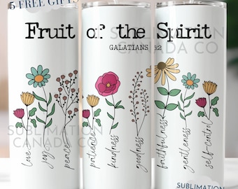 Bloemen Fruit of the Spirit Bijbelvers 20 oz beker wrap christelijke wraps voor sublimatie 20 oz wrap christelijke Galaten 20 oz alleen download