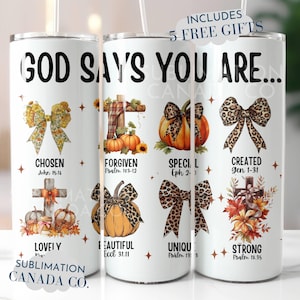 Envoltura de vaso de afirmación cristiana de otoño Versículo bíblico de otoño Envoltura de vaso de 20 oz Envolturas cristianas para sublimación Envoltura de 20 oz Envoltura de temporada de otoño