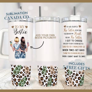 Bestie aanpasbare 40 oz beker wrap, luipaard print 40 oz wrap beste vriend sublimatie downloaden beste vriend citaat png Instant ALLEEN DIGITAAL