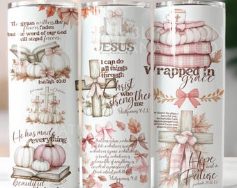 Fall Christian Affirmation Tumbler Wrap Coquette Fall Bible 20 oz Tumbler Wrap Christian Wraps for Sublimation 20 Oz Wrap Autumn Season Wrap