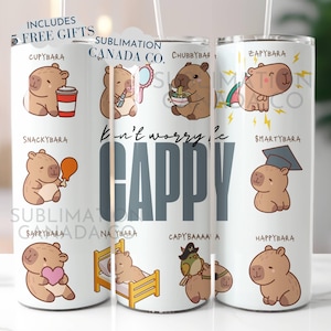 Positive Quotes Capybara Wrap Png 20 Oz Don&#39;t Worry Be Capy Tumbler Wrap Digital Design Only Wrap Png 20Oz Tumbler Positive Affirmation