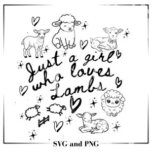 Fermier d'agneau PNG, Svg d'agneaux dessinés à la main Doodle, SVG de fille de ferme, téléchargement numérique instantané uniquement, Doodle Art mouton Png, juste une fille qui aime le design