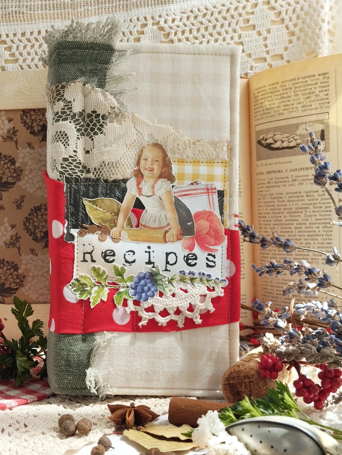 Rustic Recipe Pages Handmade Farmhouse Recipe Journal, Rustic Junk Cookbook, Cottagecore ...