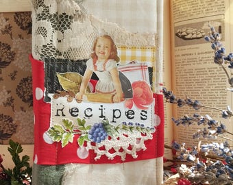 Handmade Recipe Journal, Rustic Junk Cookbook, Cottagecore Kitchen Keepsake, Farmhouse Junk Journal, Junk Journal Handmade