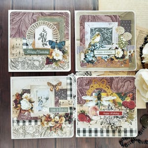 Tarjeta hecha a mano, hermosas tarjetas de verano, tarjetas para el día de cumpleaños, tarjetas vintage, tarjeta exclusiva