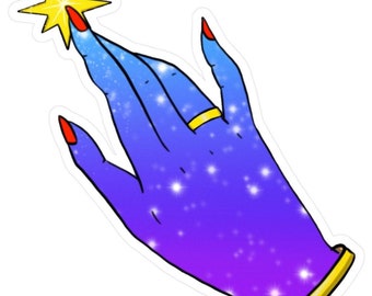 Galaxy Hand and Star Sticker I Water Bottle Sticker I Laptop Sticker I Red Nails I Mystical