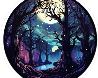 Spooky Forest Sticker I Deserted Forest Sticker I Erie Night Path Sticker I Laptop Sticker I Water Bottle Sticker
