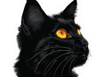 Black Cat Sticker V2 I Spooky Sticker I Water, UV, Scratch Resistant I Vinyl Decal