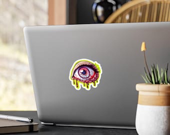 Dripping Bloody Eye Sticker I Spooky Halloween I Glowing Eye I Hand Drawn I Goth I Water Bottle Decal I Laptop Decal