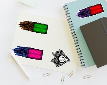 Gothic Cathedral Sticker Bundle I Glowing Window I Hand Drawn I Goth I Vintage Architecture I Water Bottle Decal I Laptop Decal