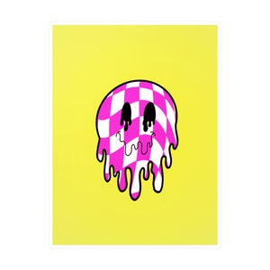 Checkerboard Dripping Smiley Sticker