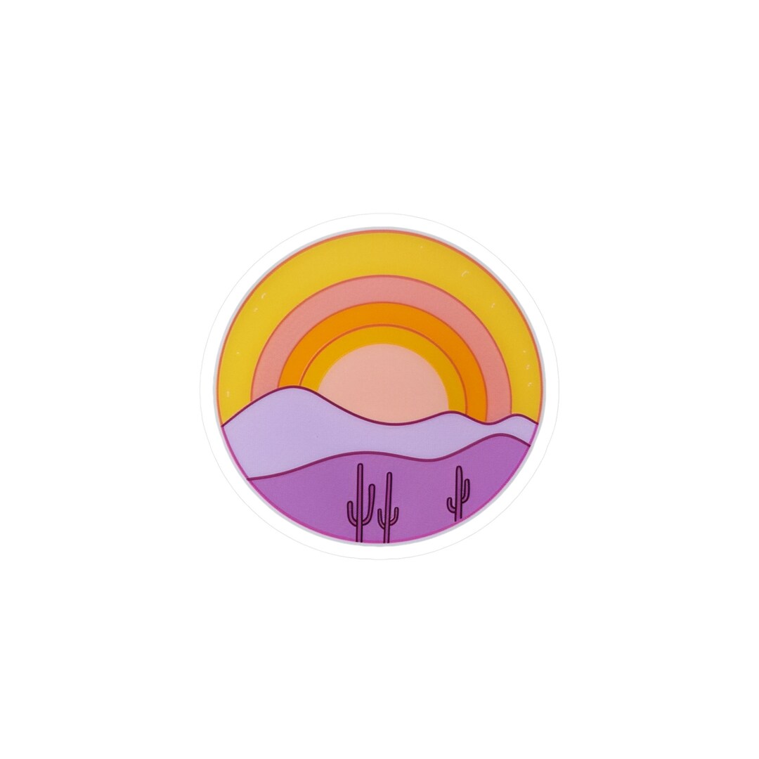 Swothwest Sticker Circular 80's Desert Sticker I Desert Sunset I Southwest Sticker I ...