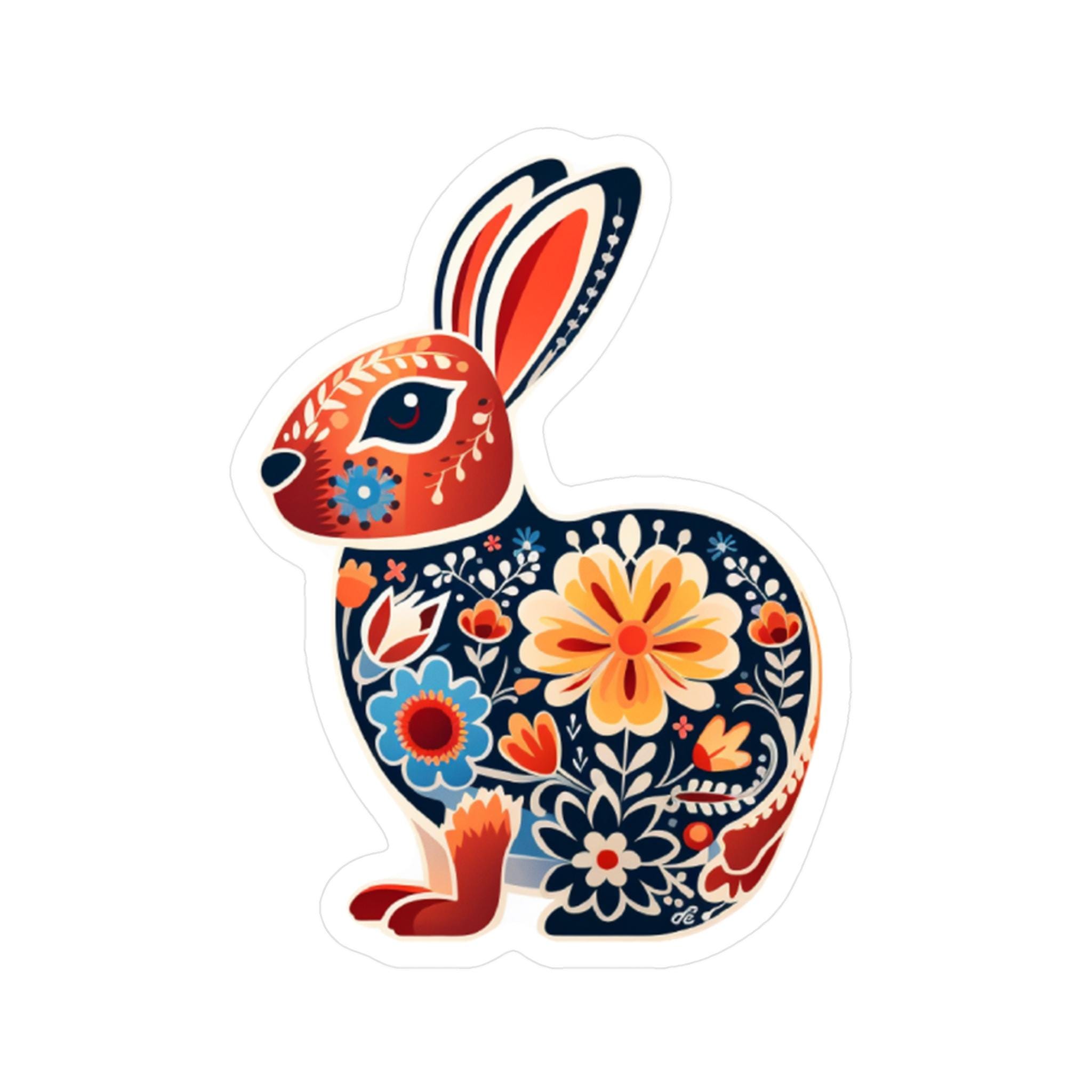 Folk Art Rabbit Decal I Vinyl Decal I Cute Bunny Sticker I Folk Art ...