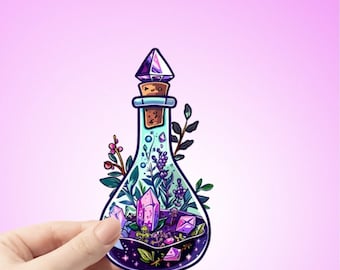 Purple Herbs and Crystal Potion Bottle Sticker