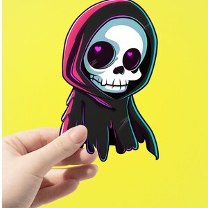Cute Heart-Eyes Grim Reaper Skull