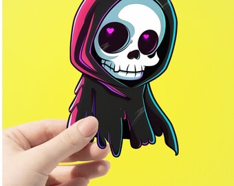 Cute Heart-Eyes Grim Reaper Skull
