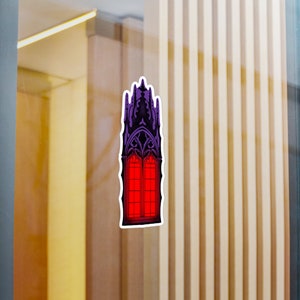 Red Gothic Window Sticker I Glowing Window I Hand Drawn I Goth I Vintage I Spooky I Gothic Cathedral I Water Bottle Decal I Laptop Decal