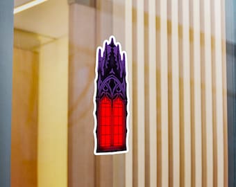 Red Gothic Window Sticker I Glowing Window I Hand Drawn I Goth I Vintage I Spooky I Gothic Cathedral I Water Bottle Decal I Laptop Decal