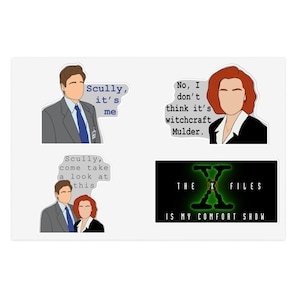X-Files Sticker Bundle I Fox Mulder I Dana Scully I Hand Drawn I 90&#39;s Shows I Water Bottle Decal I Laptop Decal