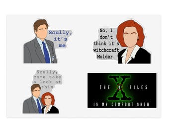 X-Files Sticker Bundle I Fox Mulder I Dana Scully I Hand Drawn I 90's Shows I Water Bottle Decal I Laptop Decal