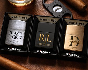 パーソナライズされたZIPPOライター、男性へのカスタムギフト、花婿の付添人への結婚祝い、父の日の彼へのギフト、刻印されたモノグラムのイニシャル