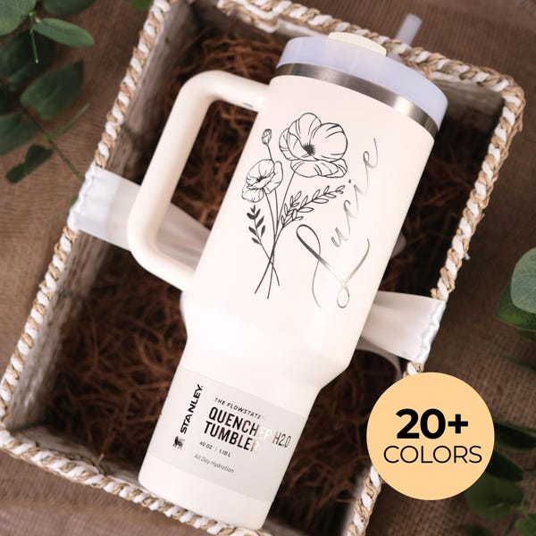 Personalized Stanley 40oz Tumbler, Custom Engraved Tumblers, Bridesmaid Proposal Gift, Gifts for Her, Insulated Travel Mug, Custom Logo