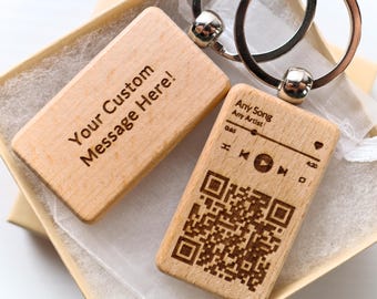 Scannable Song Keychain, Personalized QR Music Code Keychains, Our Song Spotify Gift, Music Lover Gifts
