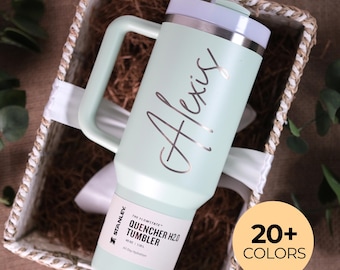 Personalized Stanley 40oz Tumbler, Custom Engraved Tumblers, Bridesmaid Proposal Gift, Gifts for Her, Insulated Travel Mug, Custom Logo