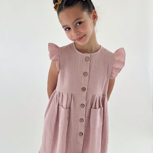 Handmade Muslin Girls Dress: Ruffle Sleeve Cotton Sundress