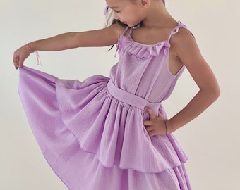 Muslin Cotton Toddler Dress: Boho Summer Twirl Dress