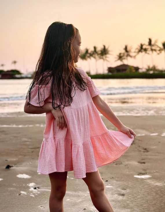 Girl's Muslin Cold Shoulder Dress: Gauze Tiered Skirt - Etsy