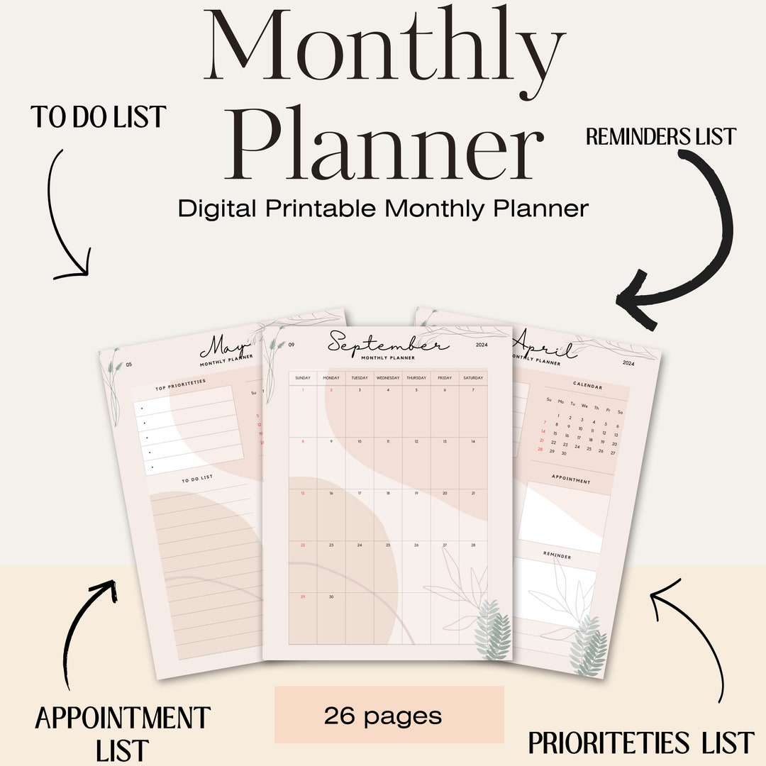 Digital Download Printable Daily Planner Calendar Minimalist 2024 ...