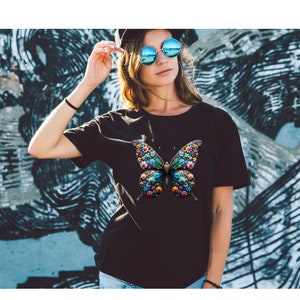 Fluttering Elegance Butterfly T-Shirt | Women&#39;s Nature-Inspired Tee | Botanical Bliss Gift | Butterfly Lover&#39;s Delight | Unisex T-shirt