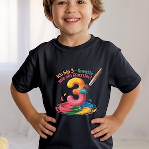 Ich bin 3 Shirt – Kinder 3 Jahre Geschenk – Dritter Geburtstag T-Shirt – Künstler T-Shirt für Jungen & Mädchen – Kreatives Geburtstagsoutfit