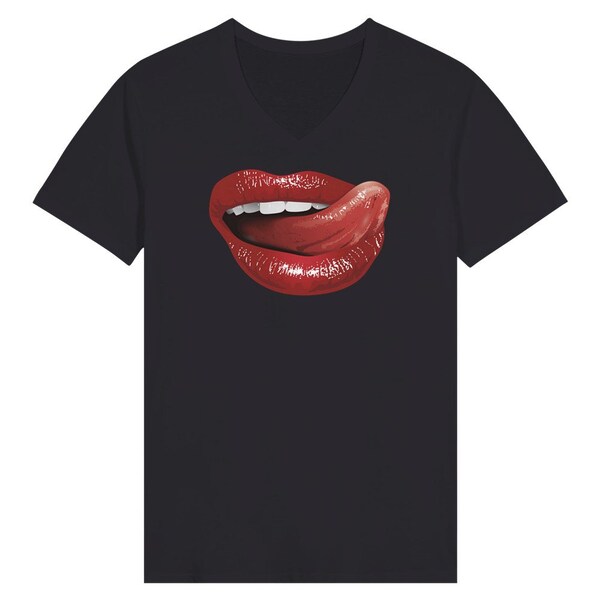 Lip-Licking Lips Graphic Tee - Women's Tongue and Lip T-Shirt