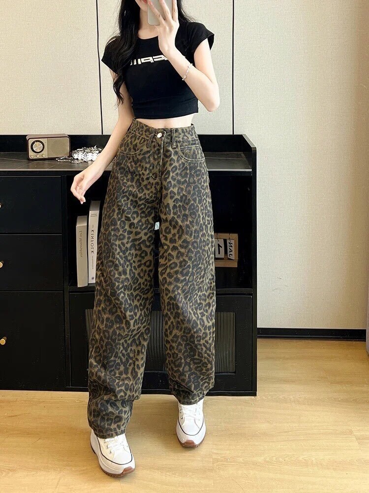 DanceeMangoo Hip Butterfly Print Harajuku Fashion Jeans Women Streetwear  Casual Baggy Straight High Waist Mom Denim Oversize 90s 