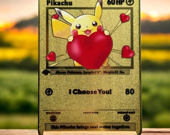 Pikachu I Choose You! #2 Gold Metal Pokemon Valentine's Day Card Romantic -  Etsy