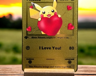 Golden Metal Card - Anime - I Love You - Cute Gift for Couples, Boyfriends, Girlfriends, Holidays, Anniversary, Romantic Occasions