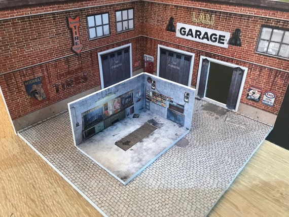 ☆ Garage Diorama Item SBC　　　　　　　　　　【限定品】 Scale 1:43 Diorama brick auto garage Model car display