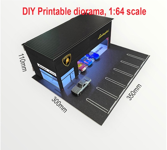 Lamborghini Garage, 1:64 Diorama to Hot Wheels, Matchbox, Etc